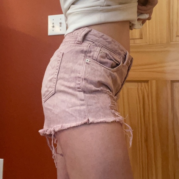 Free People We the Free Pink Distressed Cutoff Shorts - Picture 5 of 8
